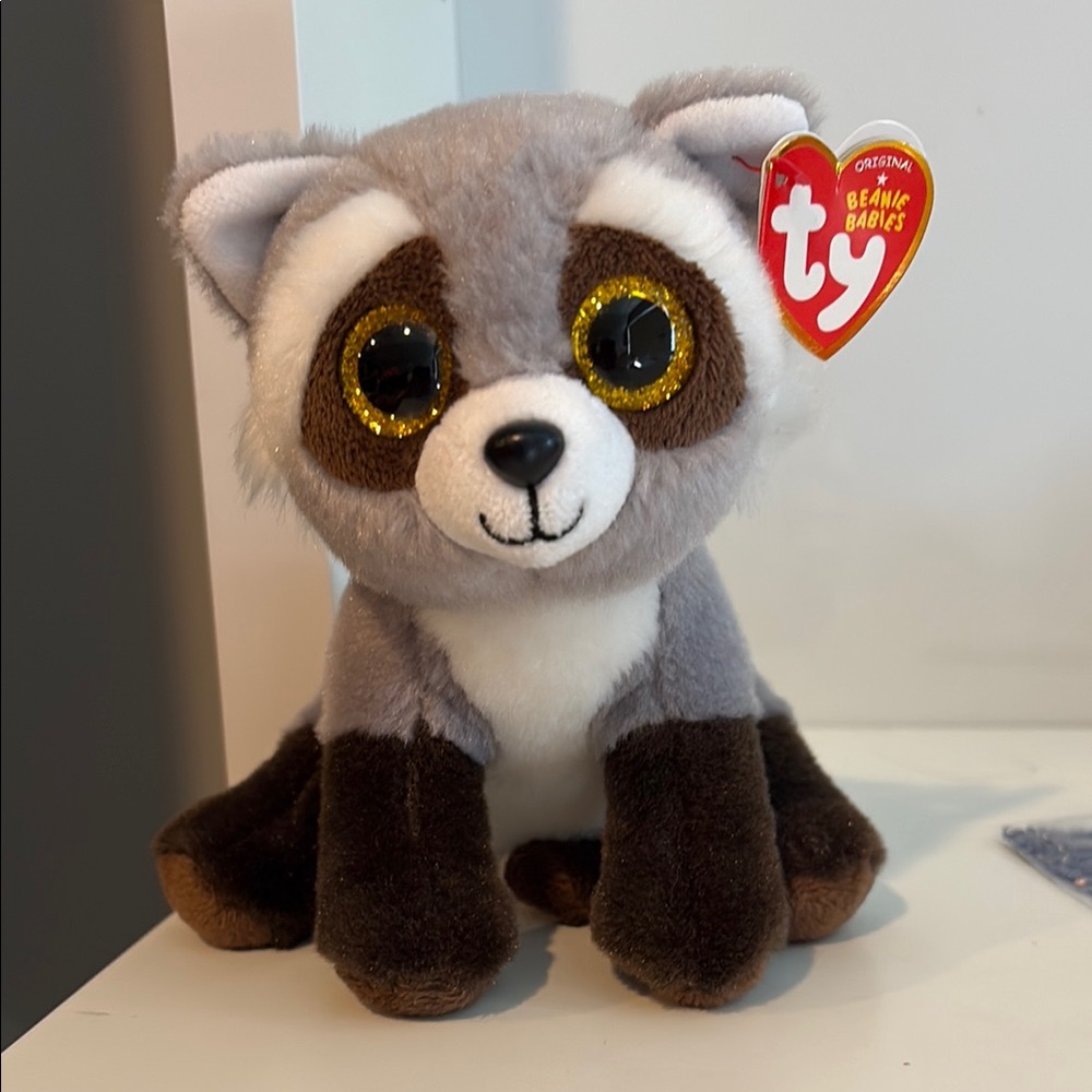 Ty Beanie Babies Gray and Brown Raccoon Plush
